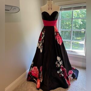 Multicolor Mac Duggar Strapless Ball Gown